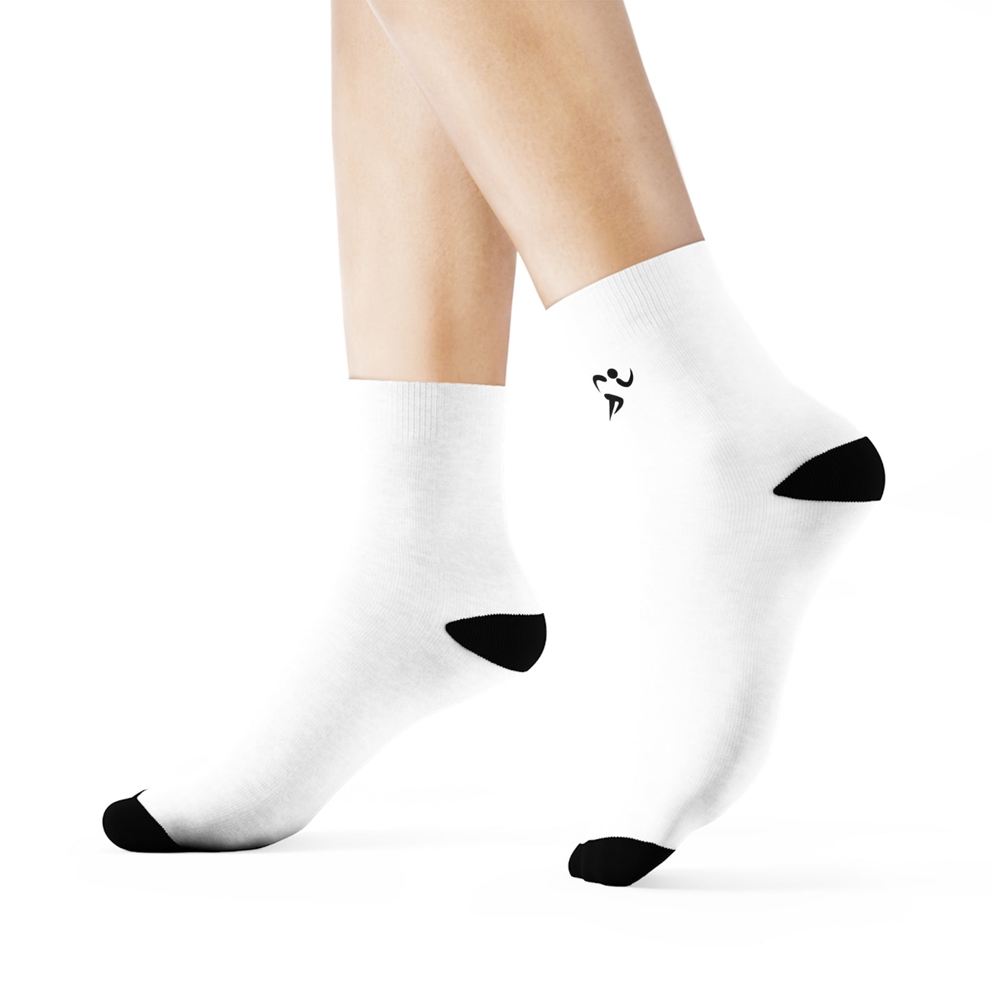 Minimal White Crew Socks with Small Black Accent — Modern Athletic Everyday Socks