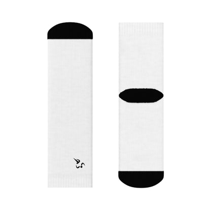 Minimal White Crew Socks with Small Black Accent — Modern Athletic Everyday Socks