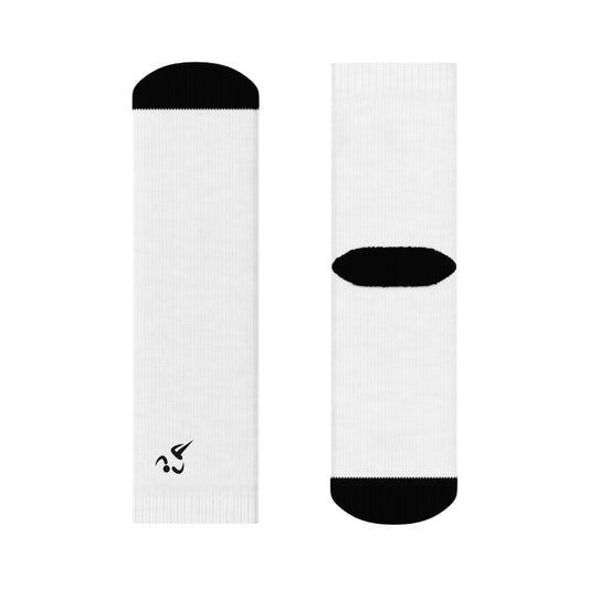 Minimal White Crew Socks with Small Black Accent — Modern Athletic Everyday Socks